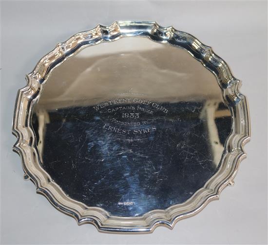 A George V silver presentation salver, 29.5 oz.